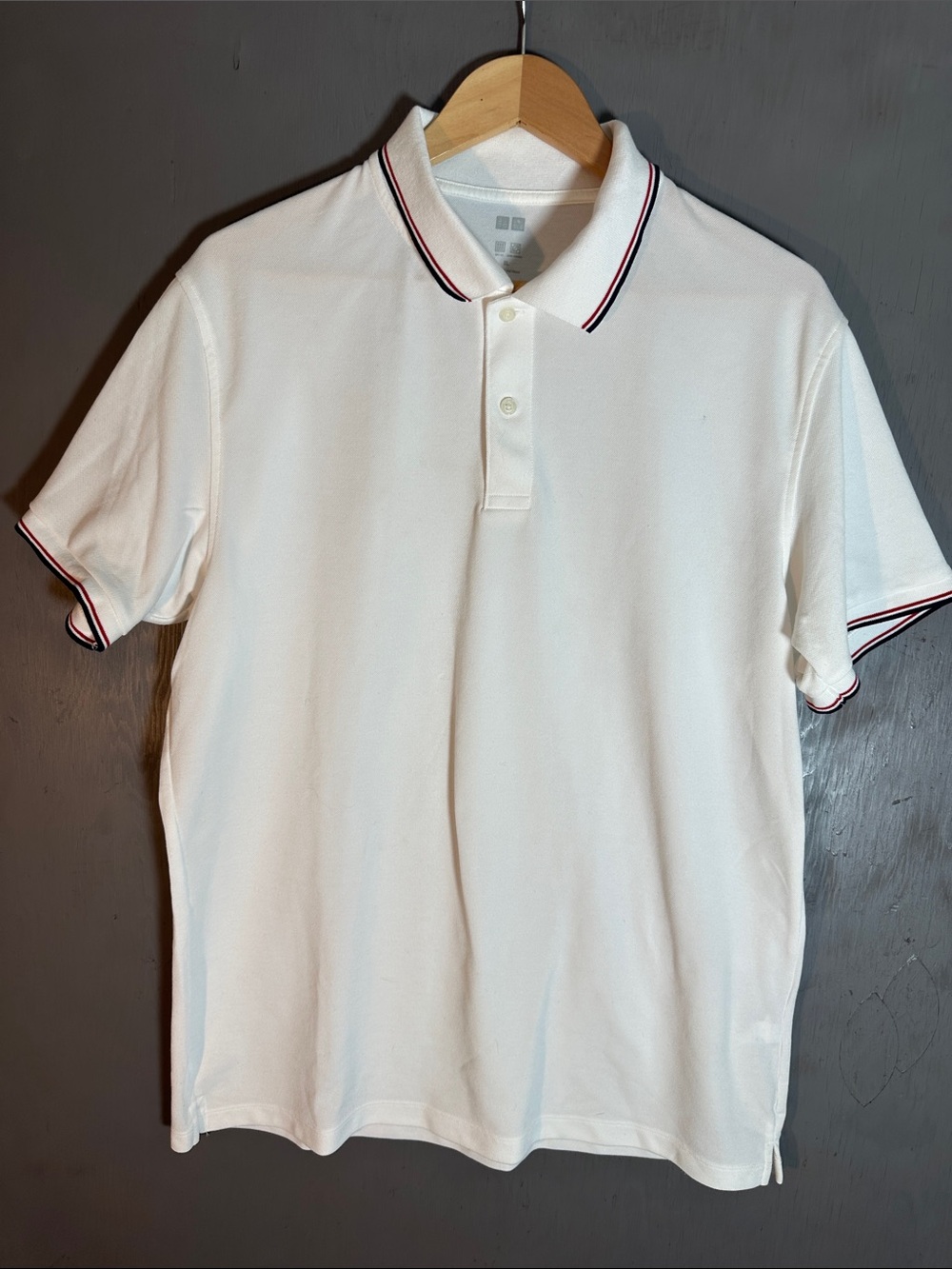 Men's White Polo with Black and Red Contrast Trim